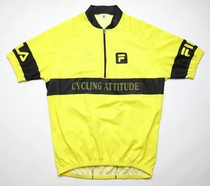 FILA CYCLING ATTITUDE VINTAGE 1/3 ZIP BIKE JERSEY SHIRT YELLOW TOP ADULT MENS XL - Picture 1 of 10