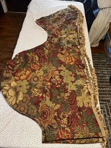 Vintage Custom Scalloped Floral Tapestry Valances Set of 2 w/ 2-Tone Fringe 130” - Picture 1 of 17