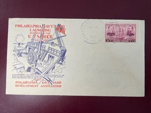 1939 USS Buck DD-420 Navy Launch Cover Philadelphia Navy Yard 3 Cent Vintage - Picture 1 of 4