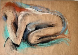 Original abstrakte Komposition, Pastell Gemälde, Expressionismus, 100,0x70,0 cm - Bild 1 von 10