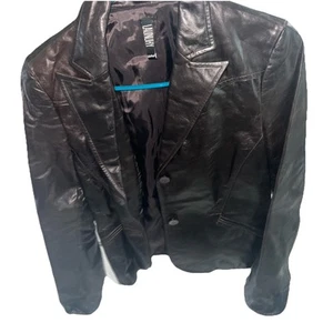 Laundry By Shelli Segal Women Black Leather Jacket Size 8 - Picture 1 of 4