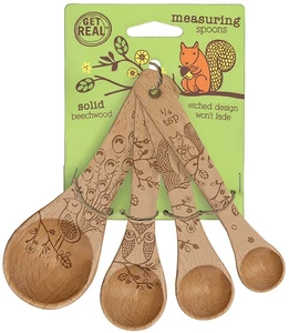 Talisman Designs Honey Bee Beechwood Measuring Spoons, Woodland, Set of 4 - Picture 1 of 6