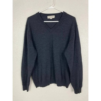 Pronto Uomo Sweater Mens Extra Large 100% Extra Fine Merino Wool V-Neck Grey  - Image 1 of 4