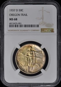 OREGON 1937-D Silver Commemorative 50C NGC MS68 - Picture 1 of 2
