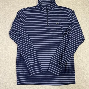 Vineyard Vines Camicia Uomo Pullover Piccolo 1/4 Zip Blu Maglione a Righe Golf - Foto 1 di 13