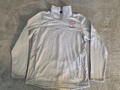 Pulôver Under Armour 1/4 zíper cinza médio desempenho ajuste solto - Imagem 1 de 4