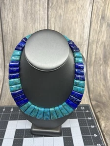 Jay King Mine Finds Turquoise and Lapis Lazuli Collar Necklace 19" - Picture 1 of 8