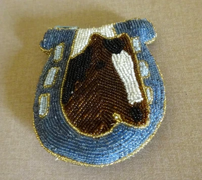 MONEDERO VINTAGE C. MARIE CON CREMALLERA AMANTES DE LOS CABALLOS, FORRO SATINADO Foto 1 de 2