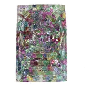 Handmade Gautama Buddha Thai Figure Statue Natural Ruby Emerald Sapphire 55.61ct - Picture 1 of 13