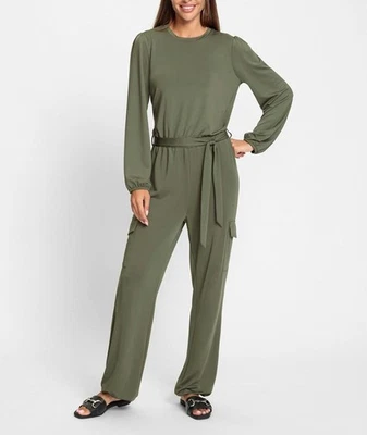 Mode von Heine Damen Jumpsuit Overall Langarm Rundhals khaki Gr. 44 NEU - Bild 1 von 3