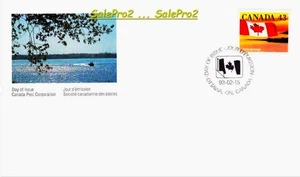 KANADA 1993 KANADISCHE FLAGGE ÜBER KÜSTENGESICHT 43 CENT BRIEFMARKE ERSTTAGSBRIEF FDC - Bild 1 von 2