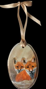 HANDBEMALTE HOLZ Ornament ROTFUCHS KITS inkl. Band Geschenkbox & S/H - Bild 1 von 6