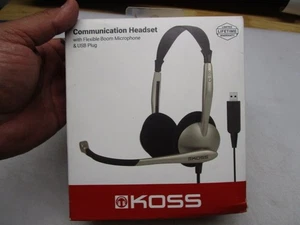 KOSS-HEADPHONES CS100 USB COMM HEADSET W/ MIC USB 8FT CORD - Picture 1 of 17