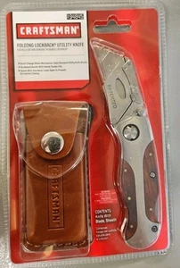 Sears Craftsman Nos Folding Lockback Utility Knife 94845 & Sheath  - Picture 1 of 2