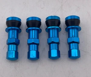 4pcs/set Aluminum Car Tubeless Wheel Tire Valve Stem Bolt-in W/Dust Cap BLUE - Picture 1 of 3