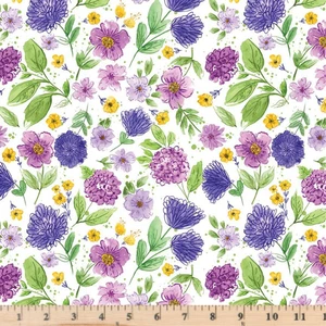 Plum Petals Floral Cloud C15641-CLOUD Riley Blake Cotton Fabric By half yard - Picture 1 of 3
