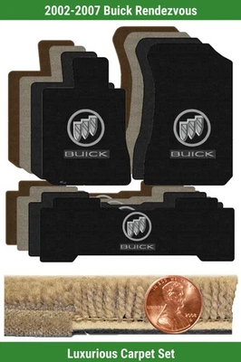 Conjunto de tapete de luxo personalizado para 2002-2007 Buick Rendezvous com logotipo (3 peças) #21J - Imagem 1 de 4