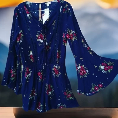 Mameluco Dobladillo e Hilo L Nuevo Boho Hippie Floral Fluido Rayón Fairycore Pantalones Cortos Nuevos con Etiquetas Foto 1 de 4