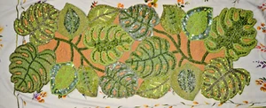 Green Botanical Living Beaded Luxury Table Runner 13" X 36" - Picture 1 of 3