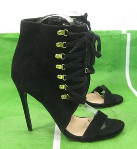 Neu schwarze 5" Stilettoabsatz offene Zehenpartie Knöchelriemen Schnürschuhe Damengröße 5,5 - Bild 1 von 4