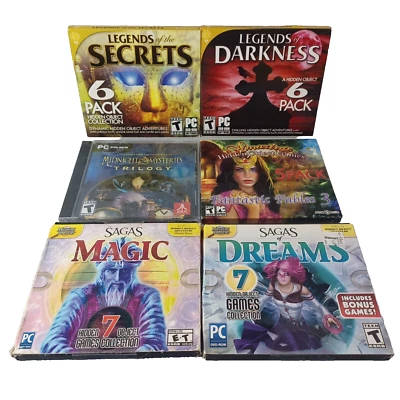 Hidden Object 6 PC CD-ROM Games Lot NEW Legends Secrets Darkness Midnight Sagas - Image 1 of 3