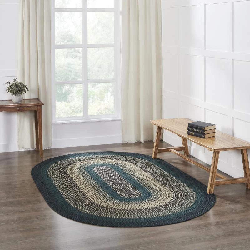VHC Pine Grove Jute Oval Rug w/ Pad 60x96 (5ft x 8ft) Rustic Country