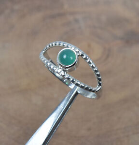 925 Solid Sterling Silver Green Onyx Ring -8 us n327