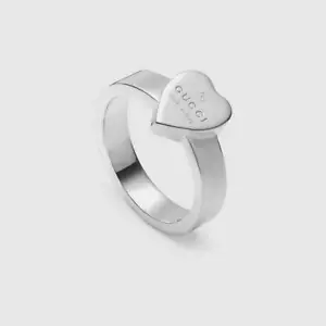 RING GUCCI Trademark YBC223867001 STERLING SILVER NEW SIZE K L N O P Heart - Picture 1 of 2