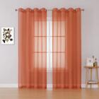 Burnt Orange 84 Inches Length Sheer Curtains - Grommet Top Solid Voile Window...