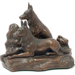 Jennings Bros Bronze Deutscher Schäferhund Buchstütze signiert JB 1922 Polizei Kunst lesen - Bild 1 von 14