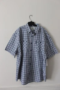 New With Tag Ecko plaid button down short sleeve blue dress shirt men's 4XB $50 - Picture 1 of 4