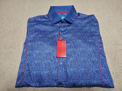 NUEVO: MONDO The Digital World Camisa Manga Larga Azul Zafiro Abotonada Talla 3XL Foto 1 de 4