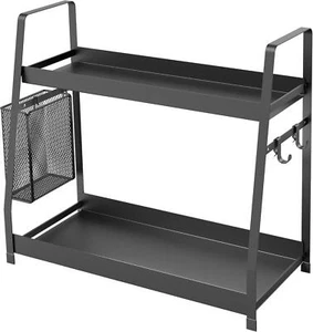 2 Tier Metall Gewürzregal für Arbeitsplatte - Höhenverstellbar & Schwarz - Bild 1 von 7