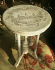 Fancy decorated white antique small round "cas des toiletes" table.