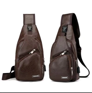 1pc New Multi-functional Shoulder Bag With Usb Charging Port Diagonal Men's Bag - Picture 1 of 5