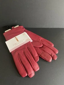 Totes Leather Gloves Isotoner Smart Touch Water Repellent Coating - Red Size S - Picture 1 of 4
