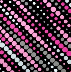 Pink Gray Black White Diagonal Polka Dots Cotton Quilting JoAnn Fabric BTY - Picture 1 of 6
