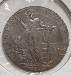 1793 GREAT BRITAIN LINCOLNSHRIE 1/2 PENNY WAINFLEET MERCHANT TOKEN - Picture 1 of 2