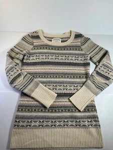 Cambridge Sweater Lambswool Blend Ivory Shimmer Nordic Fair Isle Sz Med 34”c EUC - Picture 1 of 10