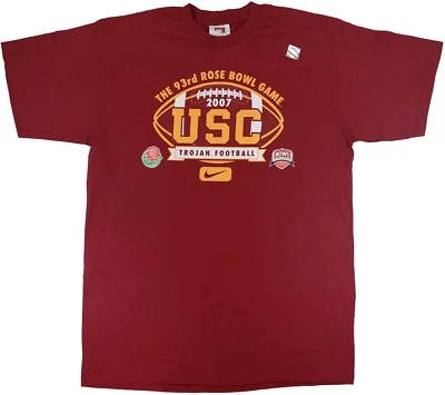 CAMISETA HOMBRE VINTAGE 2007 ROSE BOWL USC TROJANS MANGA CORTA, NIKE, NUEVA CON ETIQUETAS pac12 Foto 1 de 2