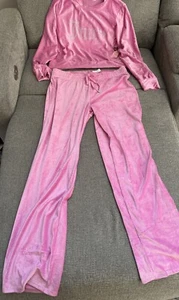 Juicy Couture Velour Lounge And Pants Set Deep Azalea Pink NEW LARGE - Picture 1 of 10