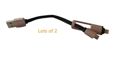 2X Flat Short 15cm Micro USB to Apple 8-pin lightning charging cable - Image 1 of 4