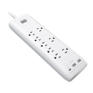 8-Outlet 2160J Surge Protector w/ 2Port USB-A, 1Port USB-C 20W PD Chargers, 5ft - Picture 1 of 9
