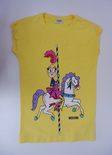 Abito da ragazza Moschino età 12 anni logo giallo stampato manica corta
