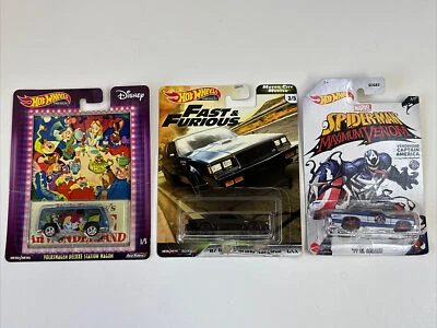 Hot Wheels Juego de 3 Disney Alicia en el País de las Maravillas Dibujos Animados Marvel Película Rápido y Furioso Foto 1 de 4