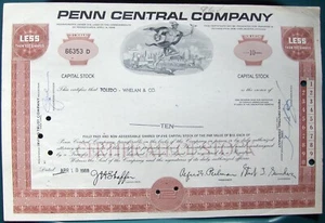 Stock certificate Penn Central Company, Payee Toledo-Whelan & Co., 1969  - Picture 1 of 2