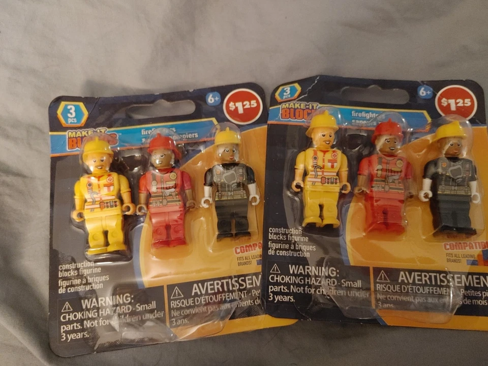 Make It Blocks Firefighter Figures  - 3 Figures NEW Sealed in Package-2 Sets - Image 1 of 1