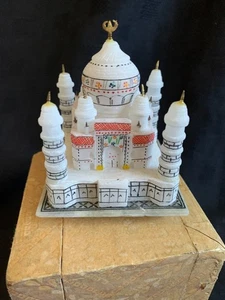 Réplica de piedra Taj Mahal miniatura vintage en caja original Palacio de la Corona Munavvara - Imagen 1 de 9