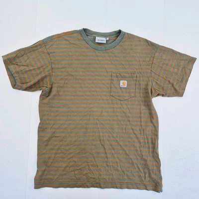 CARHARTT T-Shirt Grande Verde Marrón Hombre Trabajo en Progreso Algodón Rayas... - Imagen 1 de 4