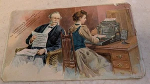 * RARE* VICTORIAN TRADE CARD SHORTHAND & TYPEWRITING VERMILYE'S COLLEGE NYC - Picture 1 of 2